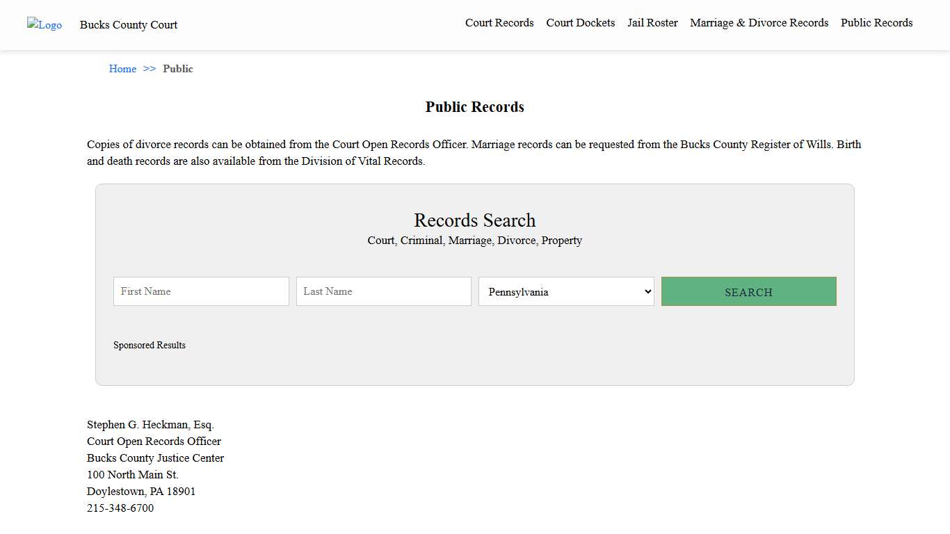 Public Records | Bucks County Court