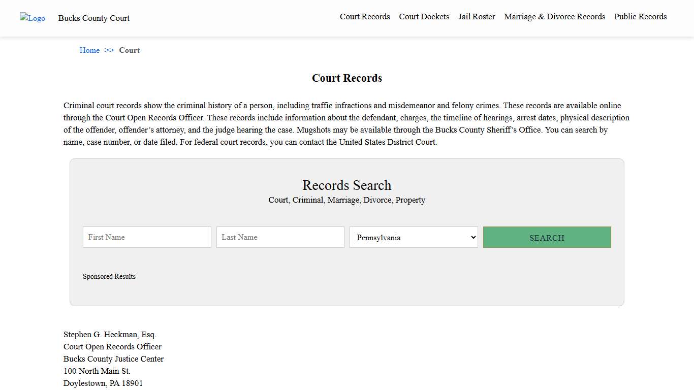 Court Records | Bucks County Court