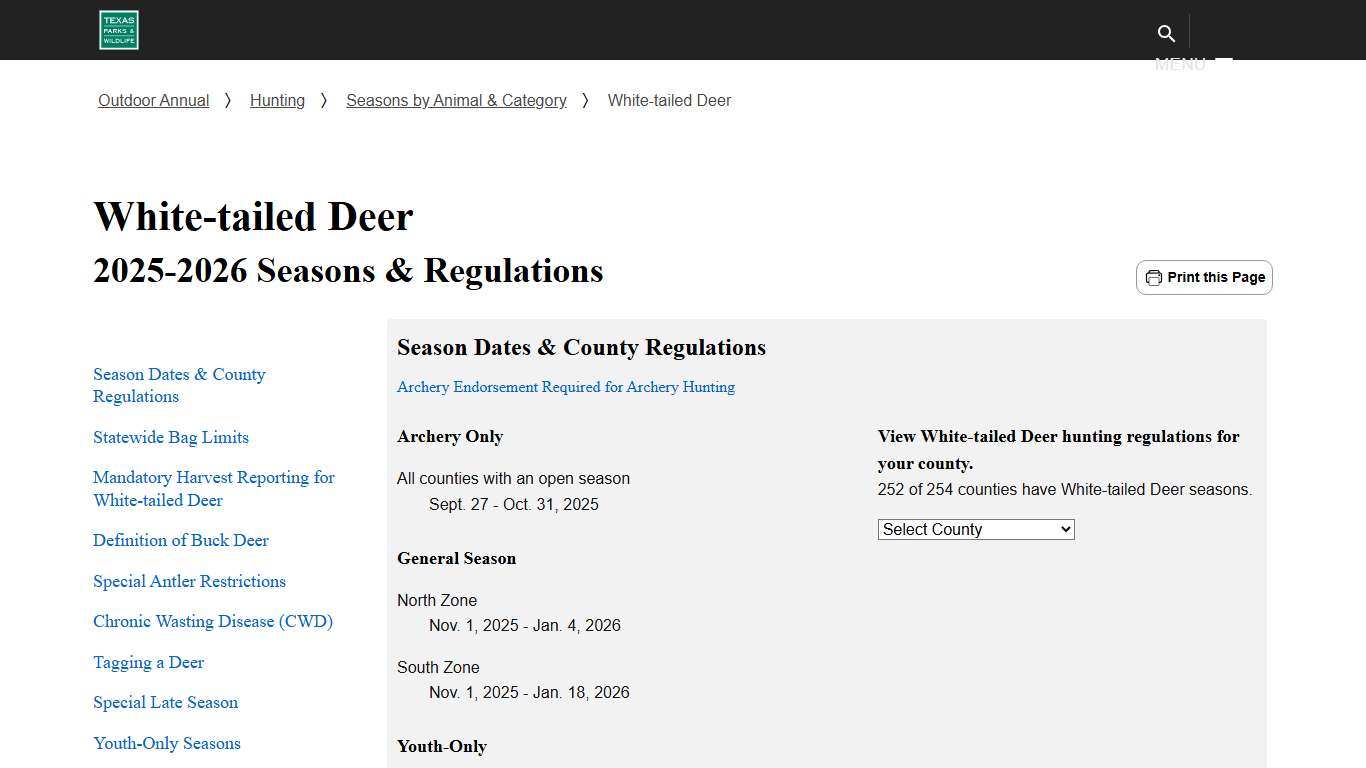 White-tailed Deer — Texas Parks & Wildlife Department